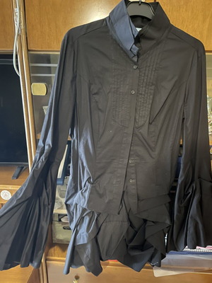 Guess long-sleeve tuxedo shirt, black, size M