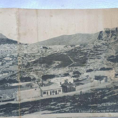 Large photo used on cardboard, general view of Athens around 1900