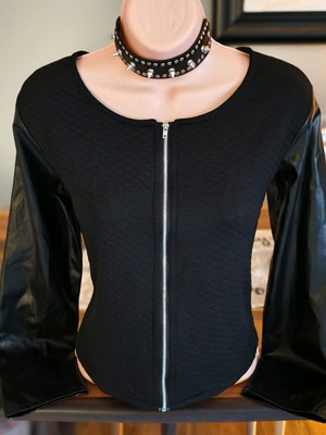 Blazer with leather sleeves like new, black, size S