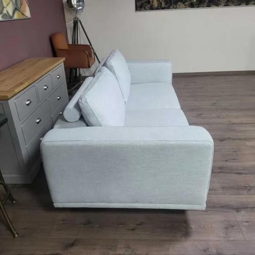 Designer gray fabric sofa three-seater new with metal legs