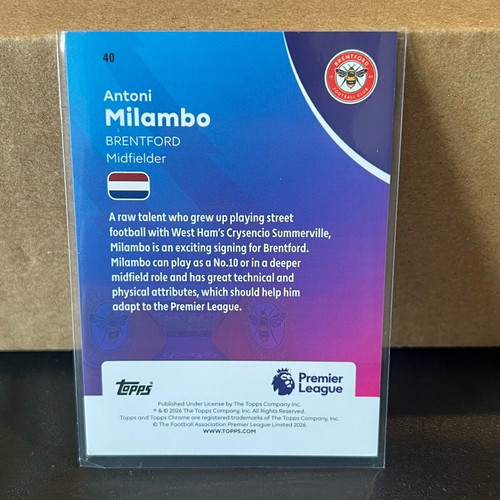 Antoni Milambo 2025-26 Topps Chrome Premier League Pulsar Refractor Base #40 like new