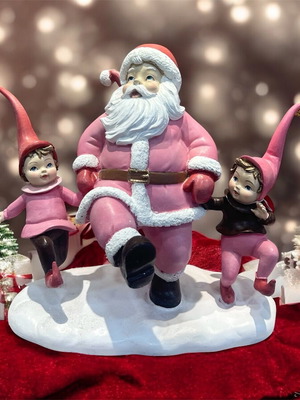 Santa Claus with Elves Set new, made of polyresin