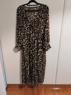 Women's maxi leopard dress with transparent top new