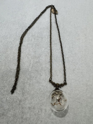 Boho necklace with glass sphere and dried flower like new