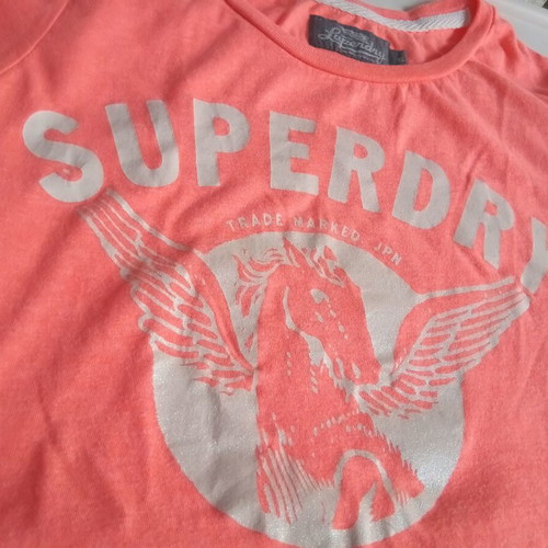 Superdry women's t-shirt small like new, orange with white