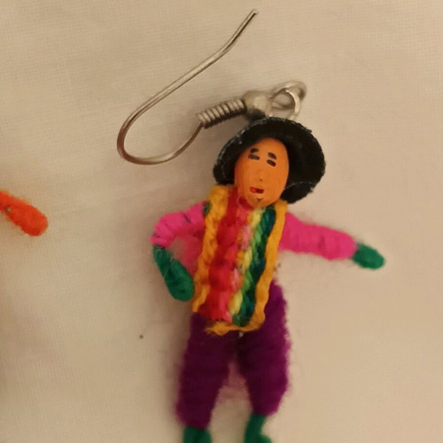 Thread and wool earrings new, boho handmade with traditional costume