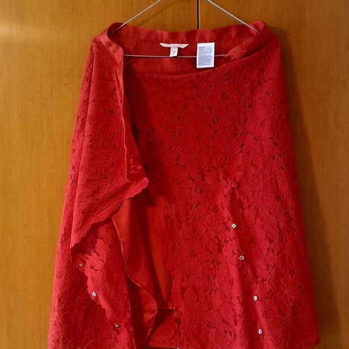 Red floral lace midi skirt H&M like new, size EUR 40