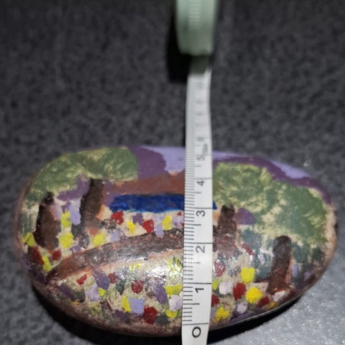 Handmade Painted Sea Stone Decorative Landscape 9.5x5.5 cm like new