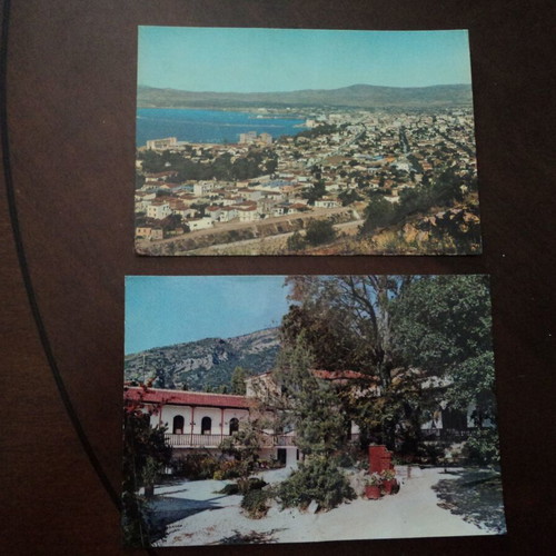 Volos postcards used, partial view to port and Moni Odigitrias