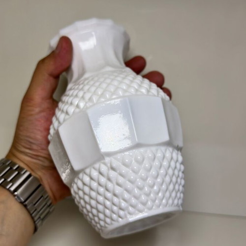 Opaline decorative vase, retro mid-century style