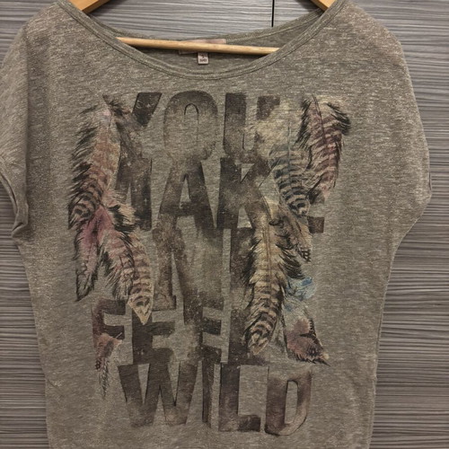 Bershka blouse used, gray with silver thread