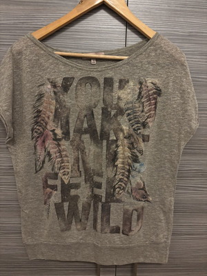 Bershka blouse used, gray with silver thread