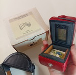Giorgio Pizzitutti Italian leather digital table clock with photo frame