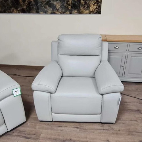 Italian gray leather sofa set Moreno three-seater and two armchairs new