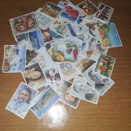 Stamps used sealed 198 pieces Greek and foreign
