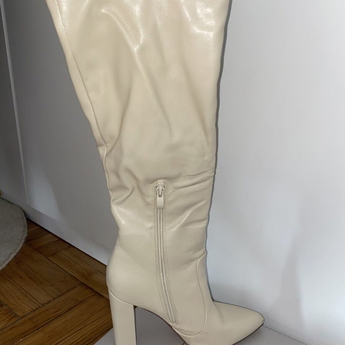 La Bottine Souriante beige knee-high boots used, size 37, 10cm heel