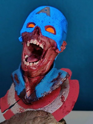 Captain America Zombie Bust handmade resin collectible
