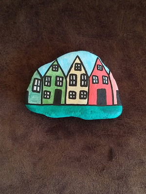 Decorative stone new, painted with tempera