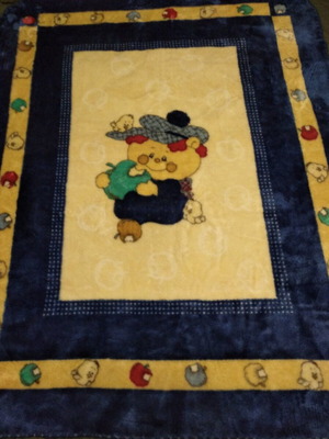 Children's blue soft chenille blanket 130x103 cm like new