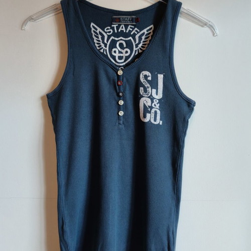 Staff Jeans sleeveless top, blue, size S