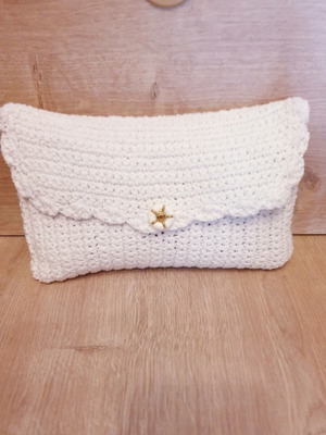 Clutch white knitted handmade bag new