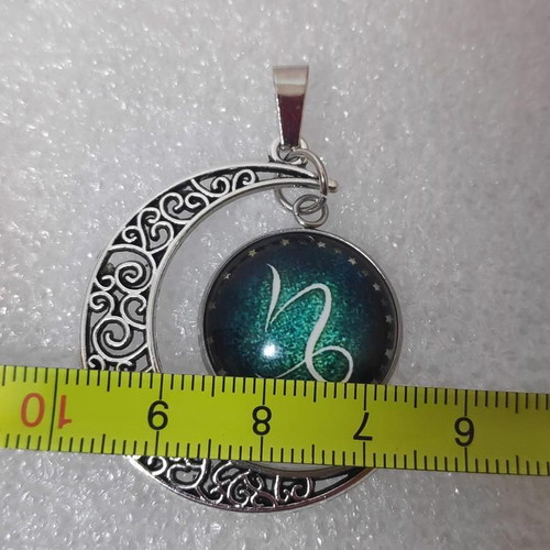 Capricorn Zodiac Crescent Moon Pendant Necklace like new