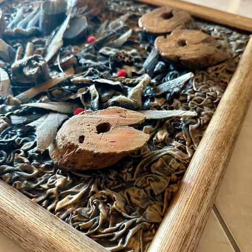 Handmade paintings from natural materials used, set of two