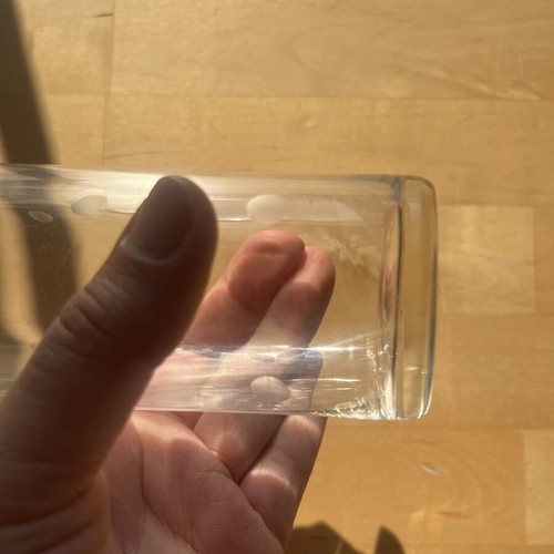 Glass with matte white dots, used, vintage
