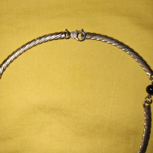 Vintage necklace with broken chain and black-gray-gold beads like new