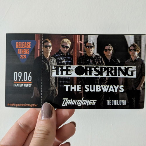 Offspring 2024 concert ticket used, Release Athens souvenir