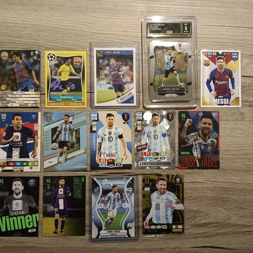 Messi card collection Panini Donruss Prizm Andrenalyn Top Class Fifa 365