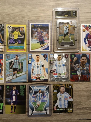 Messi card collection Panini Donruss Prizm Andrenalyn Top Class Fifa 365