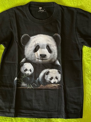T-shirt με φωσφορίζοντα panda μέγεθος S σαν καινούργιο, μαύρο