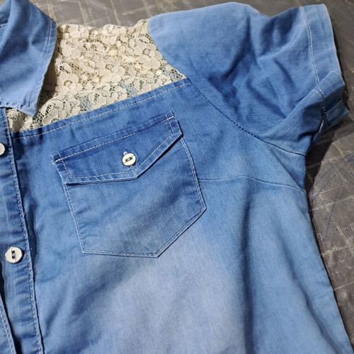 Denim shirt with lace used, size M, blue Pink Label