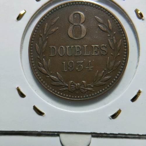 Coin 8 Doubles 1934 Great Britain - Guernsey like new, rare valuable