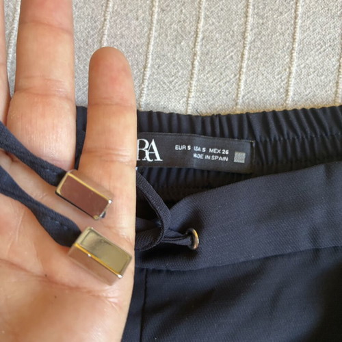 Zara navy blue fluid trousers with elastic drawstring, size S