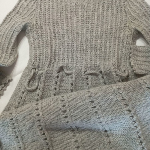 Wool dress used, gray, size S-M, handmade