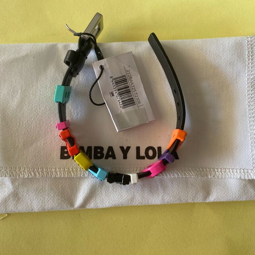 Bimba y Lola leather bracelet new, black with multicolor details
