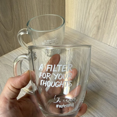 Glass mugs, set of two, Jacobs