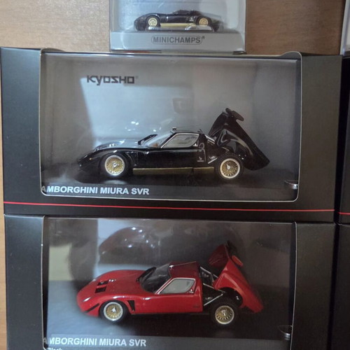 Kyosho Lamborghini Miura SVR 1:43 and Minichamps 1:87 scale models