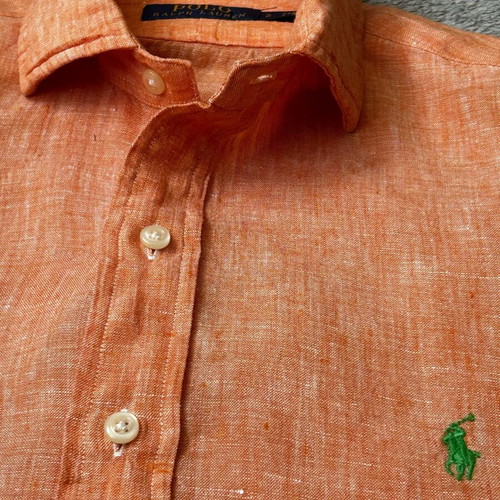 Polo Ralph Lauren Orange Custom Fit Linen Shirt S like new