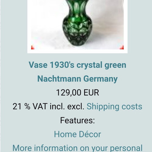 Nachtmann vase “Bamberg”, colored Germany lead crystal.