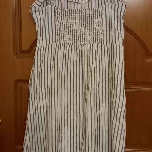 Only striped cotton dress with linen, like new, size L