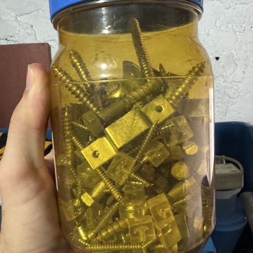 Plastic container with various screws