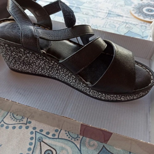 Boxer Air leather sandals size 39, new, black, platform 4 cm heel