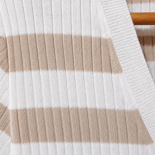 Massimo Dutti women's striped knit sweater beige white size S 36