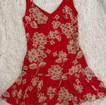 Pinko dress red with beige flowers like new, size XL, 100% silk