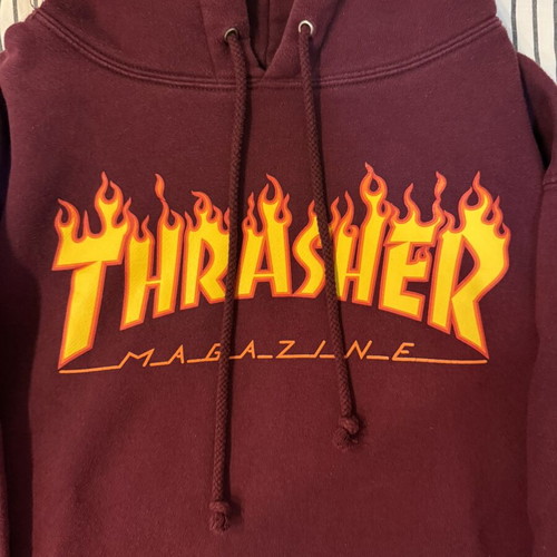 Thrasher Flame Hoodie like new, size Small, burgundy