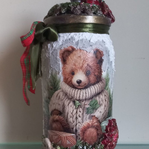 Christmas vase handmade new 24×10 cm