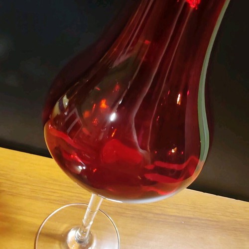 Ваза Empoli Cranberry Pink от италианско арт стъкло, нова